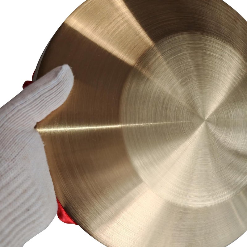 WSWECCL Diameter 16.5inch(42cm) Gong Instrument,Chinese Traditional copper alloy gong, Percussion Instrument with Wooden Mallet and Red Hanging Ribbon for Home,Office,Celebration,Party & Festivals - Image 3